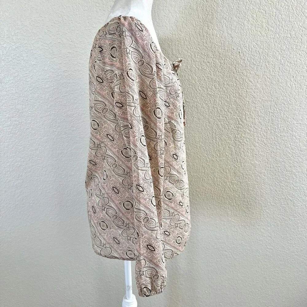 Ann Taylor Loft Light Pink Floral Blouse Shirt Women Size 10 Paisley Print Sheer